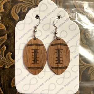 For Keeps Wooden Football Earrings (Like New)